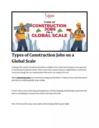 Types of Construction Jobs on a Global Scale