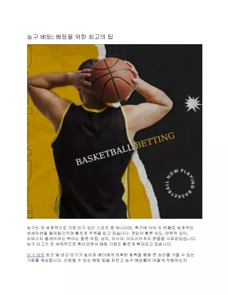 농구 베팅: 베팅을 위한 최고의 팁