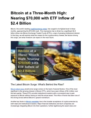 Bitcoin at a Three-Month High_ Nearing $70,000 with ETF Inflow of $2