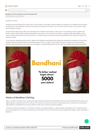 Bandhani –The Tie and Die Art since Time Immemorial