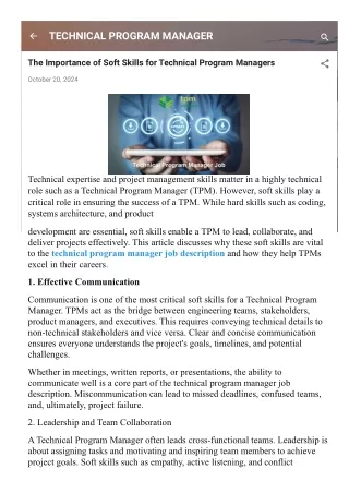 The Importance of Soft Skills for Technical Program Managers
