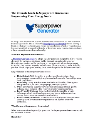 Superpower Generator