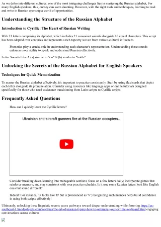Unlocking the Secrets of the Russian Alphabet for English Speakers