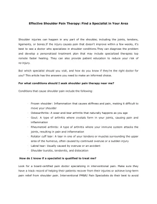Effective Shoulder Pain Therapy_ Find a Specialist in Your Area