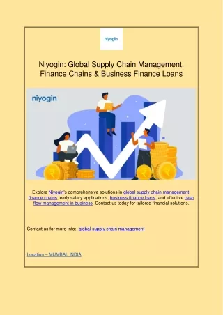 Niyogin: Global Supply Chain Management, Finance Chains & Business Finance Loans