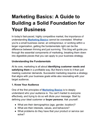 Marketing Basics: A Guide to Building a Solid Foundation for Your Business