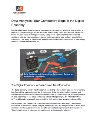 Data Analytics: Your Competitive Edge in the Digital Economy