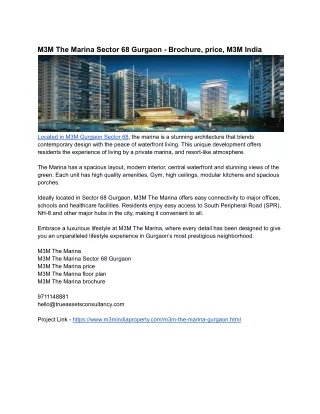 M3M The Marina Sector 68 Gurgaon - Brochure, price, M3M India