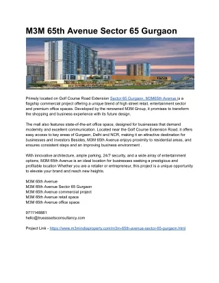 M3M 65th Avenue Sector 65 Gurgaon