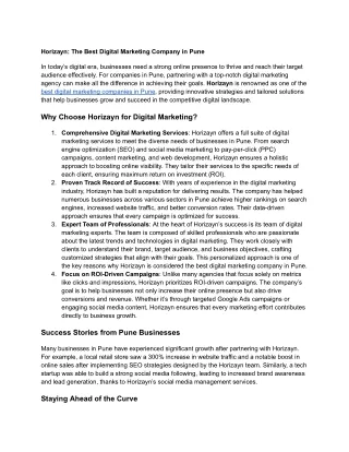 HORIZAYN: Best Digital Marketing Company in Pune for Results