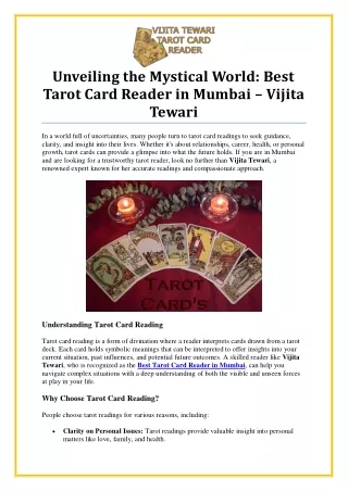 Unlock Your Future with the Best Tarot Card Reader in Mumbai