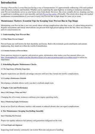 Maintenance Matters: Essential Tips for Keeping Your Prevost Bus in Top Shape