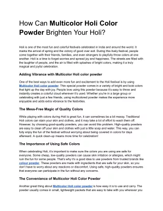 How Can Multicolor Holi Color Powder Brighten Your Holi