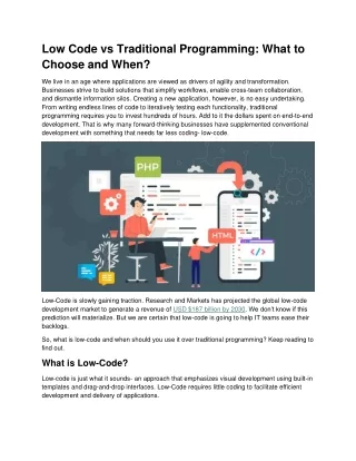 Traditional Programming vs Low Code- What to Choose and When?