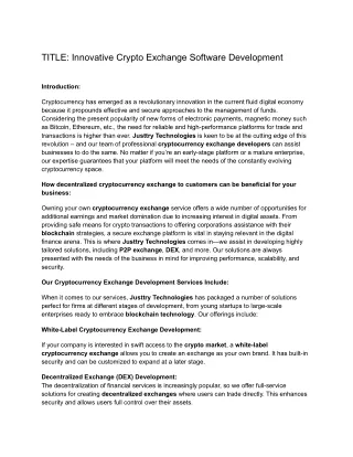 Crypto Exchange Software Development