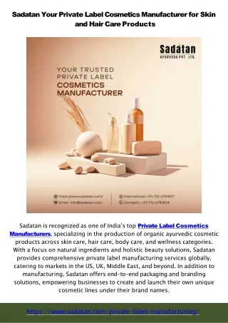 Sadatan Your Trusted Private Label Cosmetics Manufacturer for Expert Contract Manufacturing