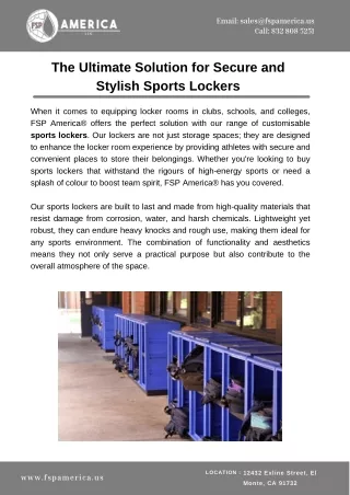 The Ultimate Solution for Secure and Stylish Sports Lockers