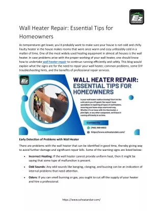 24/7 Emergency Wall Heater Repair Services