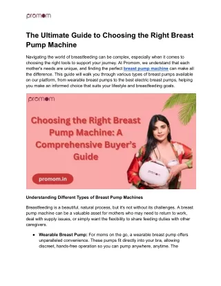 The Ultimate Guide to Choosing the Right Breast Pump Machine