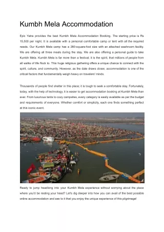 Kumbh Mela Accommodation