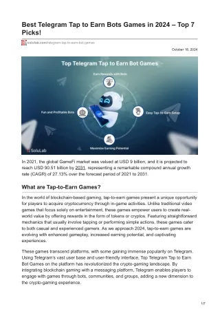 Best Telegram Tap to Earn Bots Games in 2024  Top 7 Picks