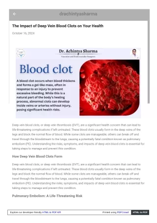 "Understanding Deep Vein Blood Clots: Causes, Symptoms, and Life-Saving Treatmen