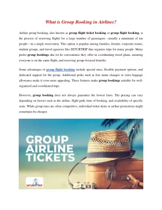 What is Group Booking in Airlines