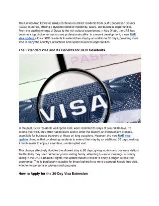 New UAE Visa Update Lets GCC Residents Extend Their Stay by 30 Days