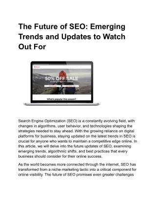 The Future of SEO: Emerging Trends and Updates to Watch Out For