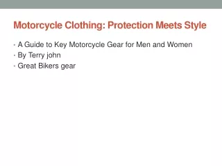 Best Motorcycle Clothing for both men and women