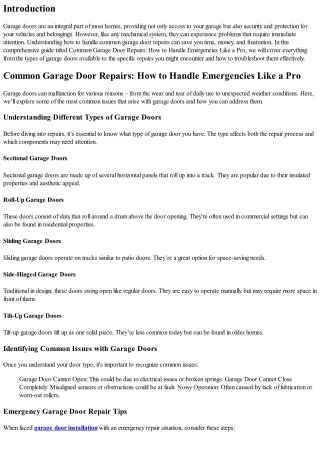 Common Garage Door Repairs: How to Handle Emergencies Like a Pro