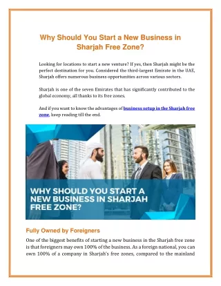 Why Should You Start a New Business in Sharjah Free Zone