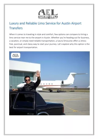 Luxury and Reliable Limo Service for Austin Airport Transfers