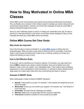 How to Stay Motivated in Online MBA Classes
