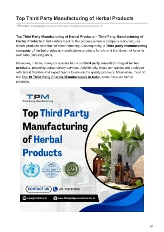 Top Third Party Manufacturing of Herbal Products