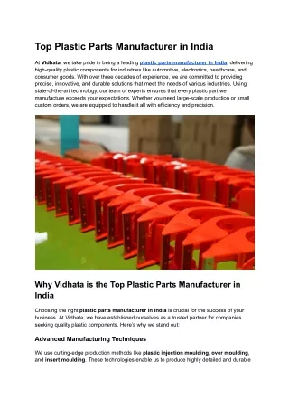 Top Plastic Parts Manufacturer in India