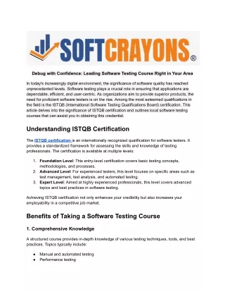 _Software testing course near me