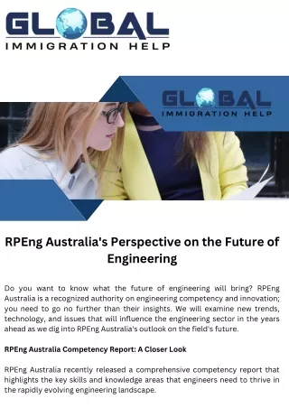 RPEng Australia's Perspective on the Future of Engineering