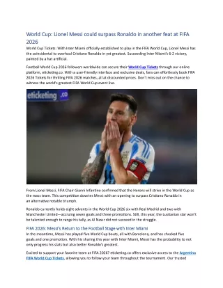 World Cup: Lionel Messi could surpass Ronaldo in another feat at FIFA 2026