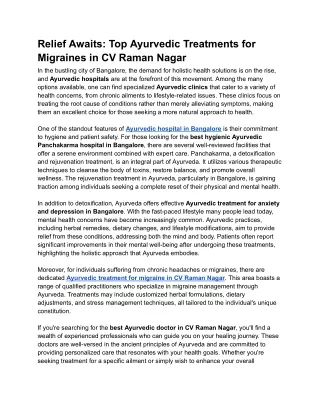 Relief Awaits_ Top Ayurvedic Treatments for Migraines in CV Raman Nagar