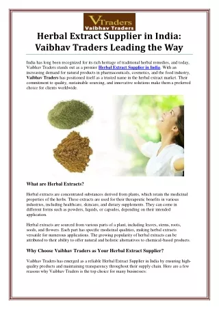 Leading Herbal Extract Supplier in India – Vaibhav Traders