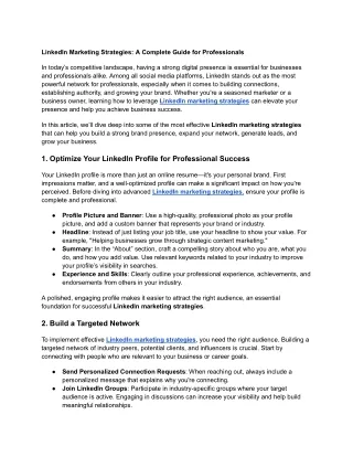 LinkedIn Marketing Strategies_ A Complete Guide for Professionals