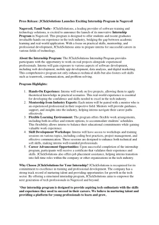 Internship in Nagercoil