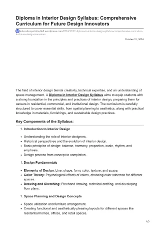 educationpointindia3.wordpress.com-Diploma in Interior Design Syllabus Comprehensive Curriculum for Future DesignnbspInn
