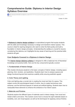 educationpointindia3.wordpress.com-Comprehensive Guide Diploma in Interior Design SyllabusnbspOverview
