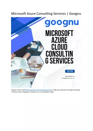 Microsoft Azure Consulting Services | Goognu