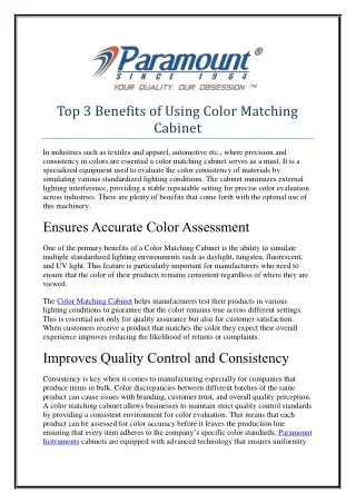 Top 3 Benefits of Using Color Matching Cabinet