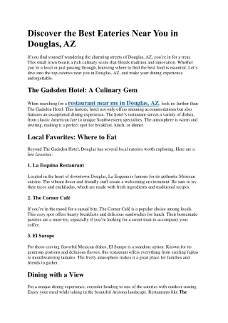 Discover the Best Eateries Near You in Douglas