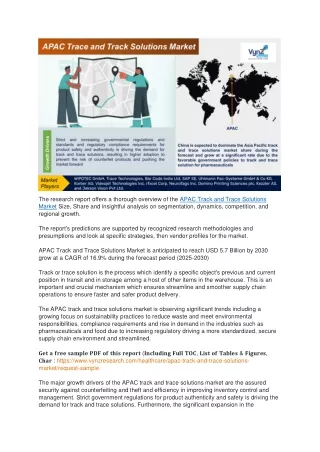 APAC Track and Trace Solutions Market Trends and Dynamic 2030