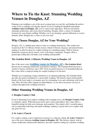 Where to Tie the Knot Stunning Wedding Venues in Douglas, AZ